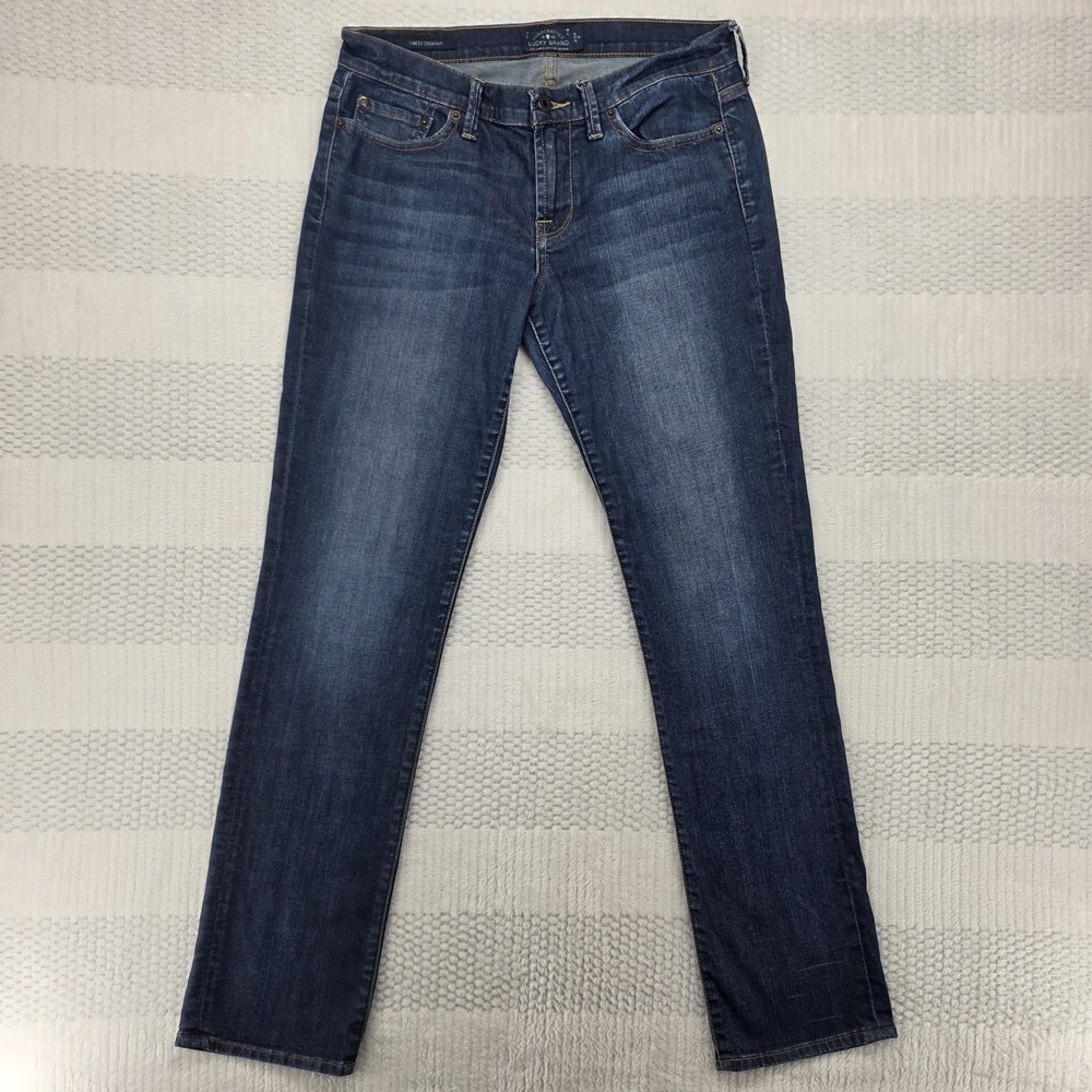 Lucky Brand Sweet Straight Jeans Womens 8/29 Regular Mid Rise Blue Distressed